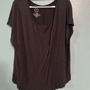 Maurices 24/7 Black and White Dotted Short Sleeve Top